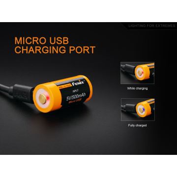 1 buc. baterie reîncărcabilă USB/3,6V 700 mAh Fenix FERCR123ALIIONUP