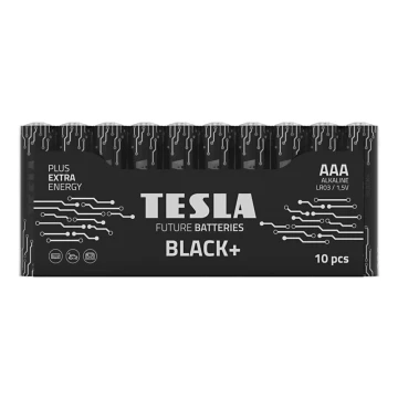 10 baterii alcaline AAA BLACK+ 1,5V Tesla Batteries