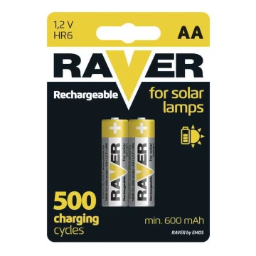 2 buc Baterii reîncărcabile AA RAVER NiMH/1,2V/600 mAh