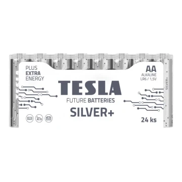 24 de baterii alcaline AA SILVER+ 1,5V Tesla Batteries