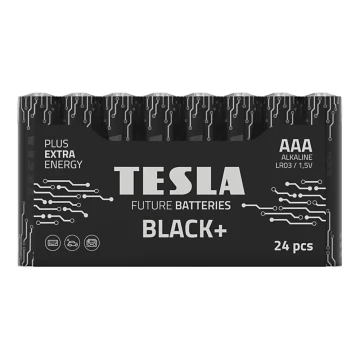 24 de baterii alcaline AAA BLACK+ 1,5V Tesla Batteries