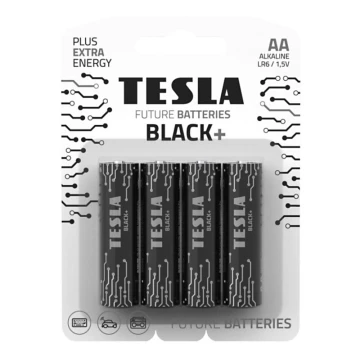 4 baterii alcaline AA BLACK+ 1,5V Tesla Batteries