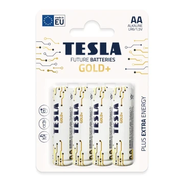 4 baterii alcaline AA GOLD+ 1,5V Tesla Batteries