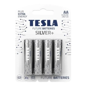 4 baterii alcaline AA SILVER+ 1,5V Tesla Batteries