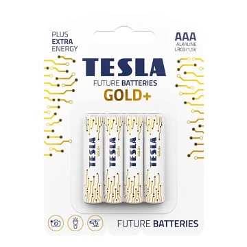 4 baterii alcaline AAA GOLD+ 1,5V Tesla Batteries