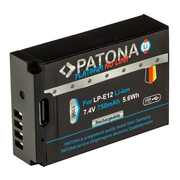 Acumulator PATONA Canon LP-E12 750mAh Li-Ion Platinum încărcare USB-C