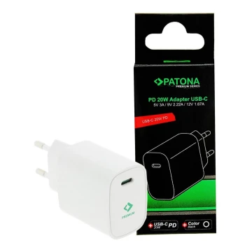 Adaptor de încărcare USB-C Power delivery 20W/230V alb PATONA