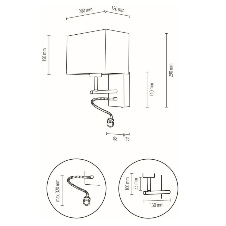 Aplică BOHO 1xE27/25W + LED/1W/230V stejar – certificat FSC