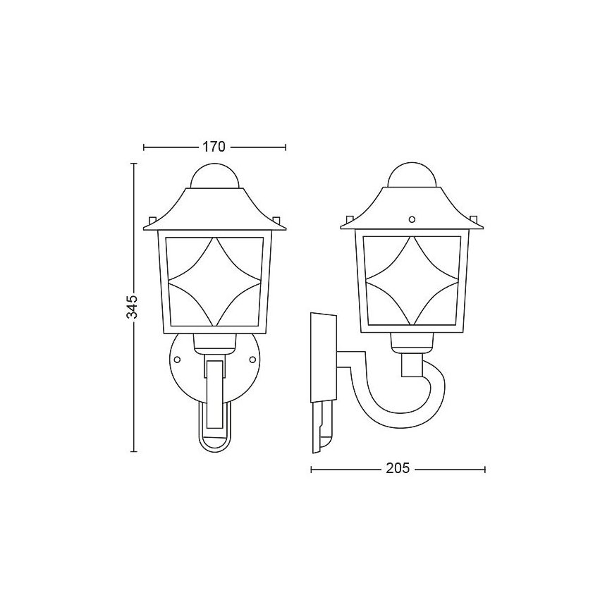 Aplică de exterior cu senzor 1xE27/60W/230V IP44 Philips