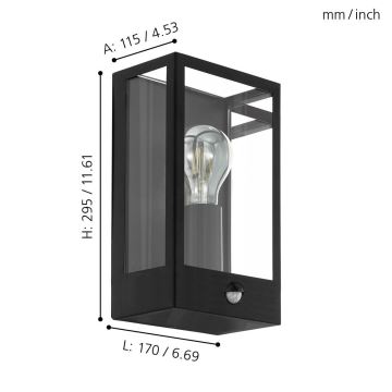 Aplică de exterior cu senzor Eglo 780422 ALGECIRAS 1xE27/60W/230V IP44