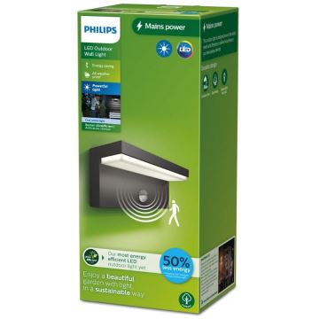 Aplică de exterior cu senzor Philips BUSTAN LED/3,8W/230V IP44