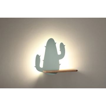 Aplică LED cu raft pentru copii CACTUS LED/4W/230V verde/lemn