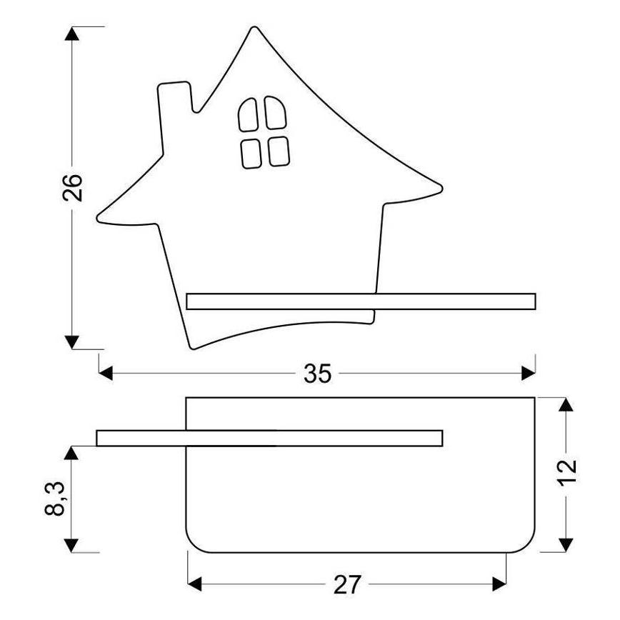 Aplică LED cu raft pentru copii HOUSE LED/4W/230V gri/lemn