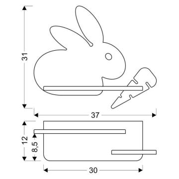 Aplică LED cu raft pentru copii RABBIT LED/4W/230V gri/albă/lemn