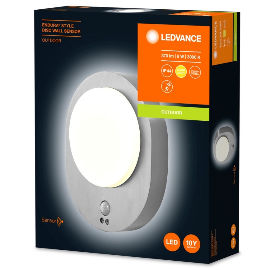 Aplică LED de exterior cu senzor DISC LED/8W/230V IP44 Ledvance