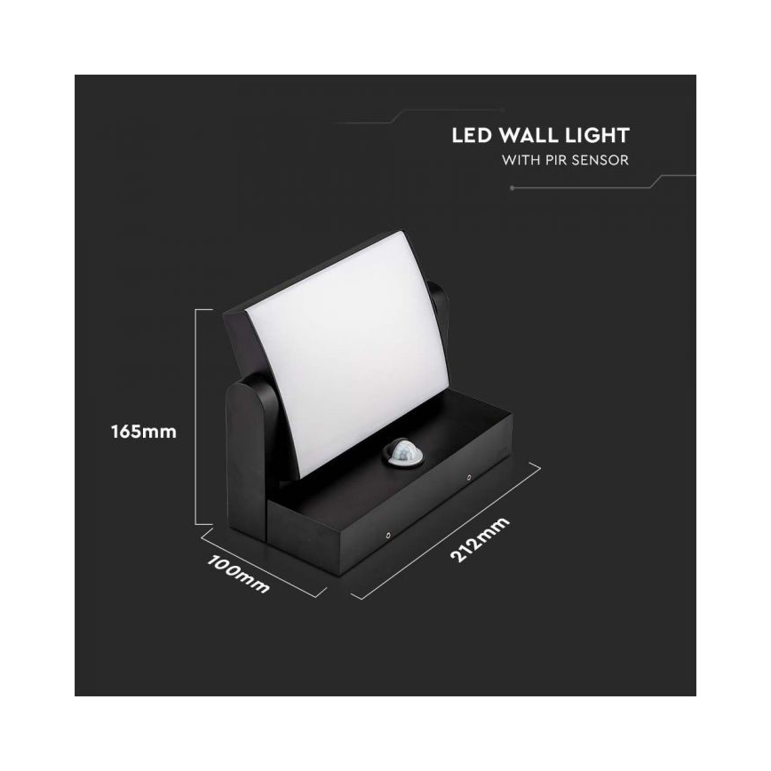 Aplică LED de exterior cu senzor LED/17W/230V 4000K IP65 negru
