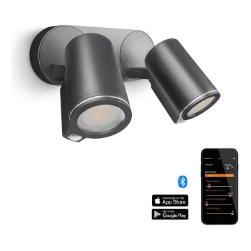 Aplică LED de exterior cu senzor STEINEL 058654 SPOT DUO 2xGU10/7,5W/230V IP44