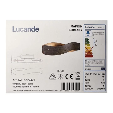 Aplică LED LIAN LED/9W/230V Lucande