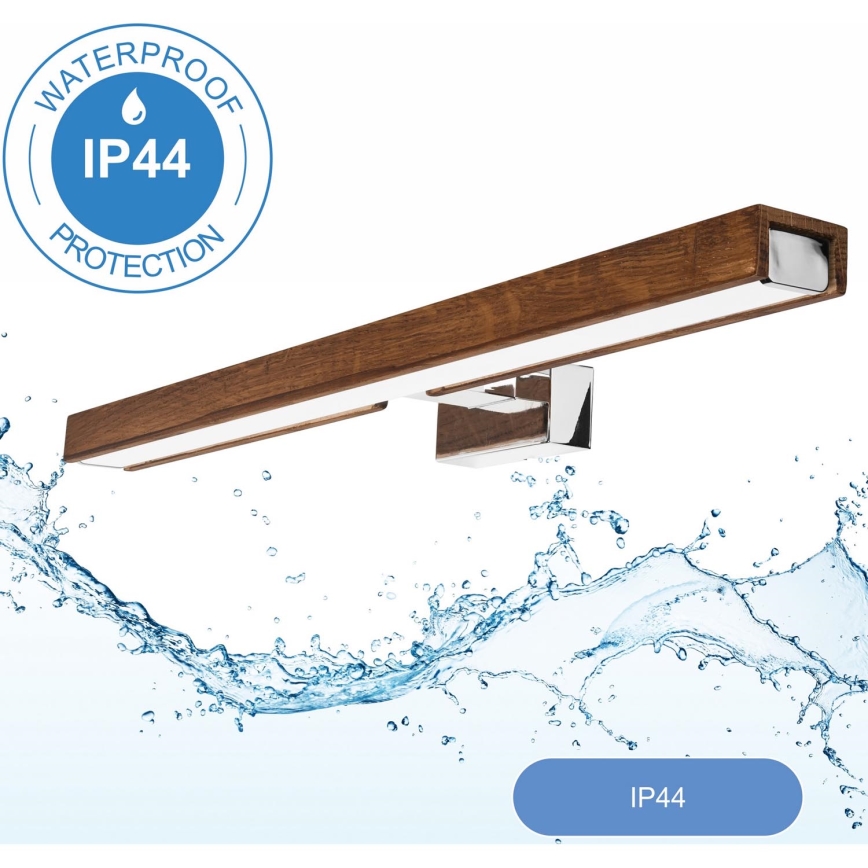 Aplică LED pentru oglindă de baie Brilagi WOODY MIRROR LED/12W/230V IP44 stejar/crom