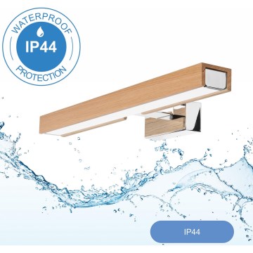 Aplică LED pentru oglindă de baie Brilagi WOODY MIRROR LED/8W/230V IP44 stejar/crom