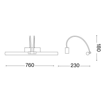 Aplică LED pentru tablouri Ideal Lux BOW LED/8W/230V 76 cm auriu