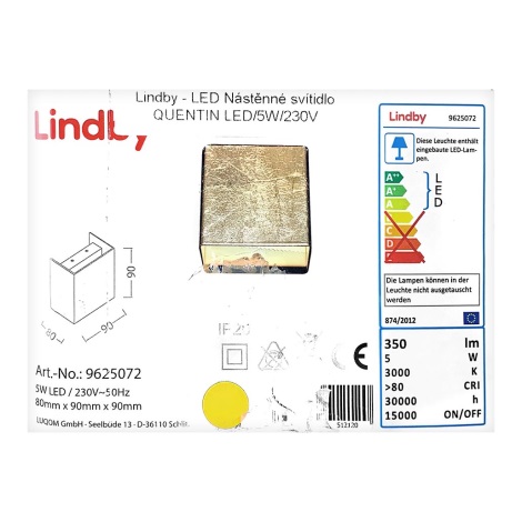 Aplică LED QUENTIN LED/5W/230V Lindby