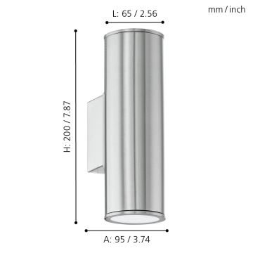 Aplică LED RGBW dimabilă de exterior Eglo 33582 RIGA 2xGU10/5W/230V IP44