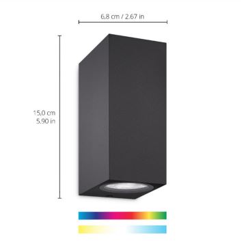 Aplică LED RGBW dimabilă UP&DOWN 2xGU10/4,7W/230V 2200-6500K Wi-Fi CRI 90 negru WiZ