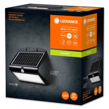 Aplică LED solară cu senzor BUTTERFLY LED/8W/3,7V IP65 Ledvance