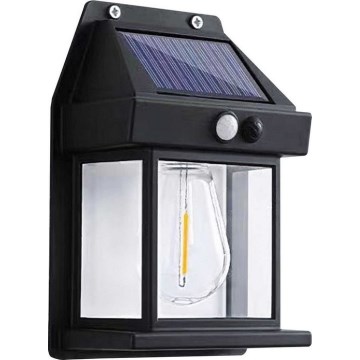 Aplică LED solară cu un senzor LANTER LED/1W/3,7V IP44 negru