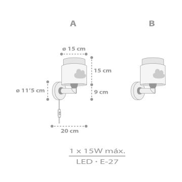 Aplică pentru copii BABY DREAMS 1xE27/15W/230V gri Dalber 76019E