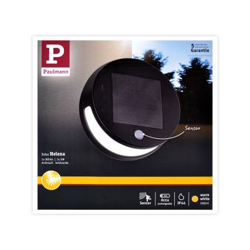 Aplică solară de exterior cu senzor Paulmann 94265 LED/3W IP44 HELENA 3,7V