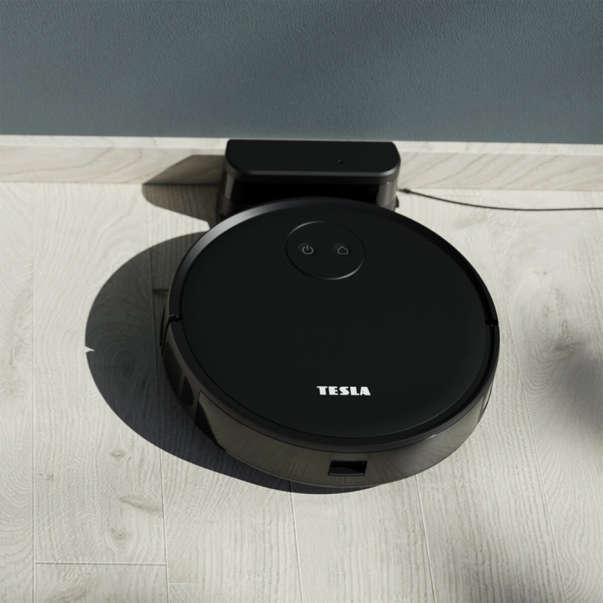 Aspirator robot inteligent TESLA Smart 2 în 1 2000 mAh Wi-Fi negru + telecomandă