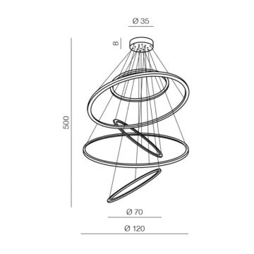 Azzardo AZ3417 - Lustră LED dimabilă pe cablu WHEEL LED/190W/230V crom lucios