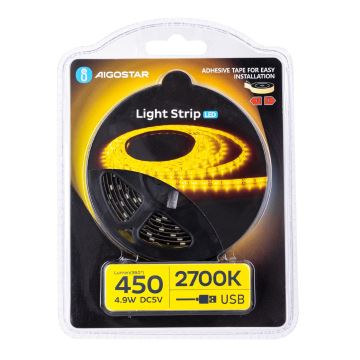 Bandă LED Aigostar 2m LED/4,9W/5V 2700K IP65