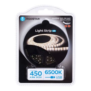 Bandă LED Aigostar 2m LED/4,9W/5V 6500K IP65