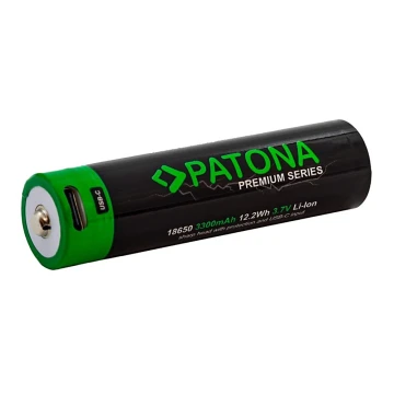 Baterie 18650 Li-lon 3350mAh PREMIUM 3,7V cu încărcare USB-C PATONA
