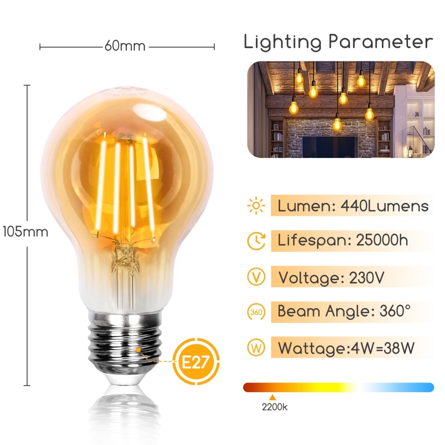 Bec LED A60 E27/4W/230V 2200K Aigostar