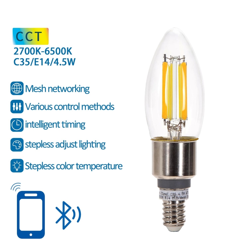 Bec LED Aigostar FILAMENT C35 E14/4,5W/230V 2700-6500K