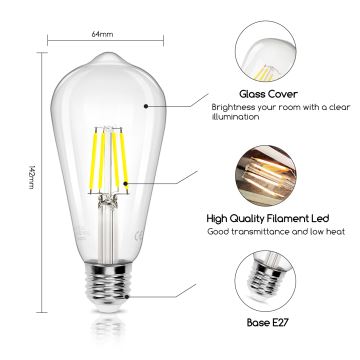 Bec LED Aigostar FILAMENT ST64 E27/4W/230V 6500K