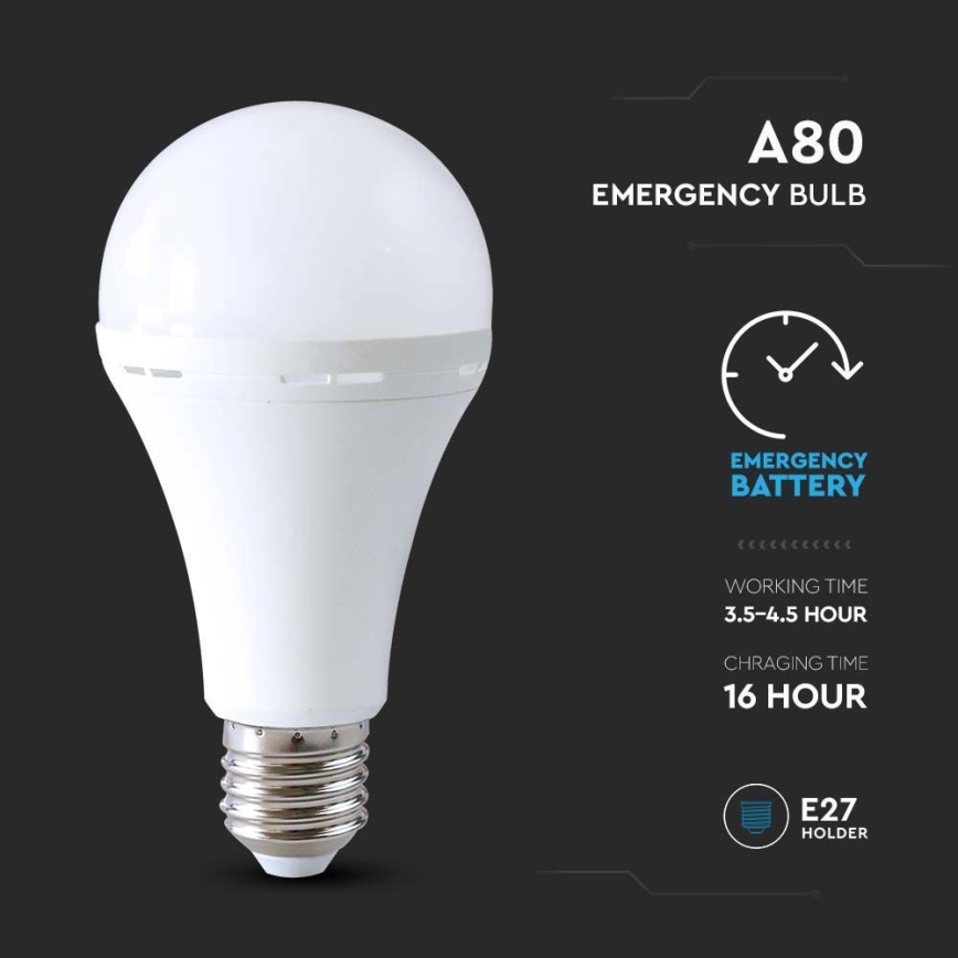 Bec LED cu mod de urgență A80 E27/12W/230V 4000K
