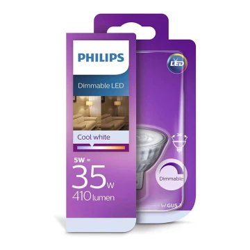 Bec LED dimabil Philips GU5,3/5W/12V 4000K