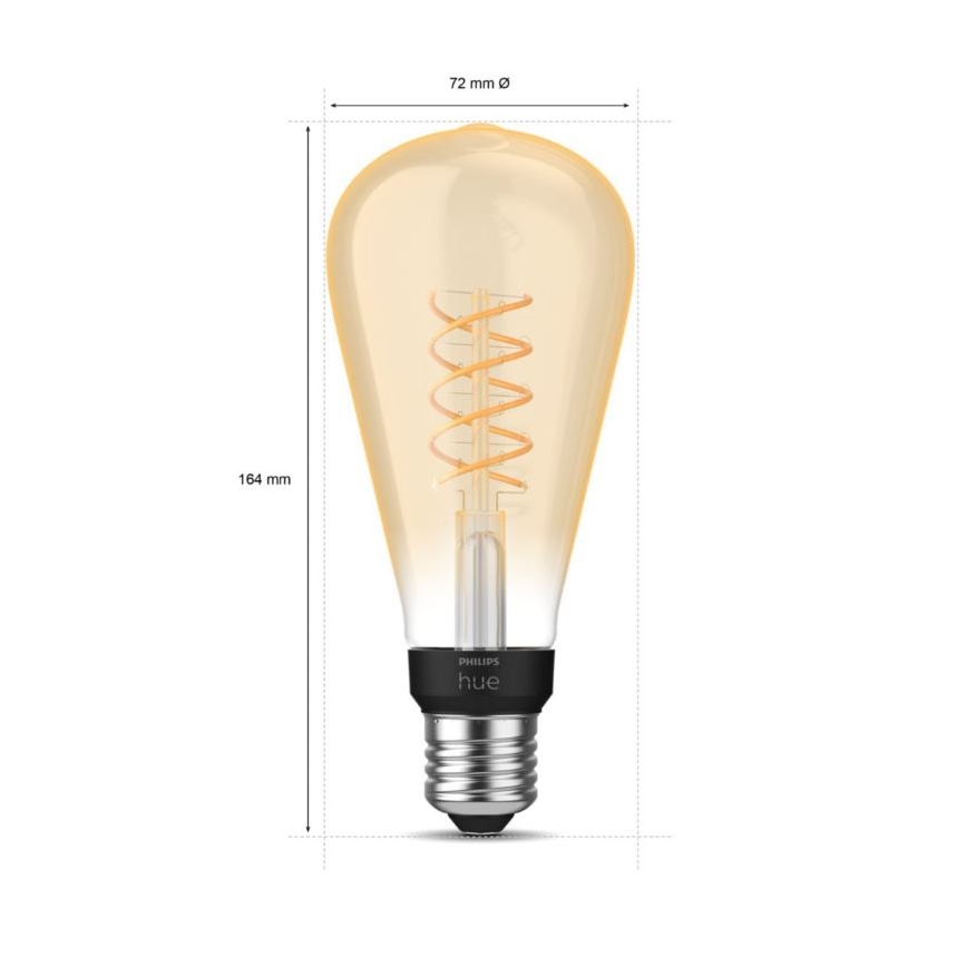 Bec LED dimabil Philips Hue WHITE FILAMENT ST72 E27/7W/230V 2100K