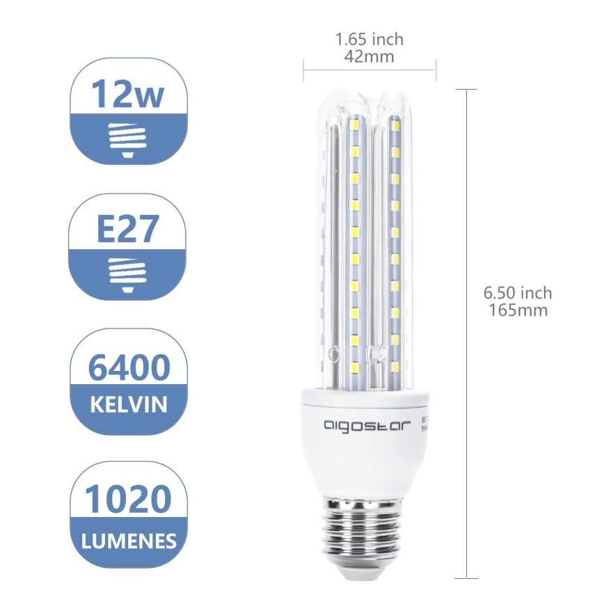 Bec LED E27/12W/230V 6500K Aigostar