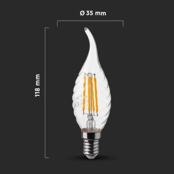 Bec LED FILAMENT E14/4W/230V 4000K