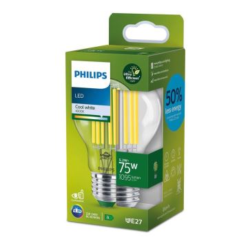 Bec LED FILAMENT Philips A70 E27/5,2W/230V 4000K