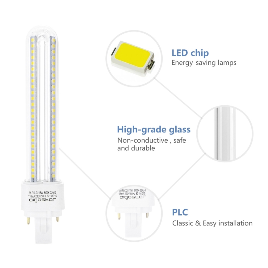 Bec LED G24D-3/15W/230V 6500K Aigostar