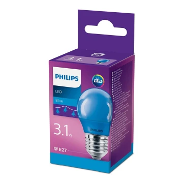 Bec LED Philips P45 E27/3,1W/230V albastru