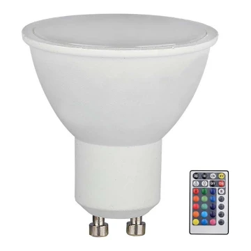 Bec LED RGB dimabil GU10/4,8W/230V 3000K + telecomandă