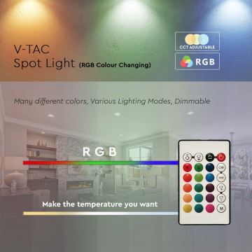 Bec LED RGB dimabil GU10/4,8W/230V 4000K + telecomandă